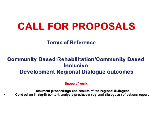 Community Based Rehabilitation/Community Based Inclusive Development Regional Dialogue outcomes
