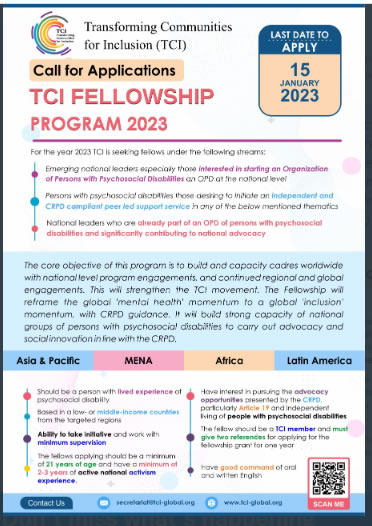 TCI has now opened the call for applications for its Fellowship Program 2023