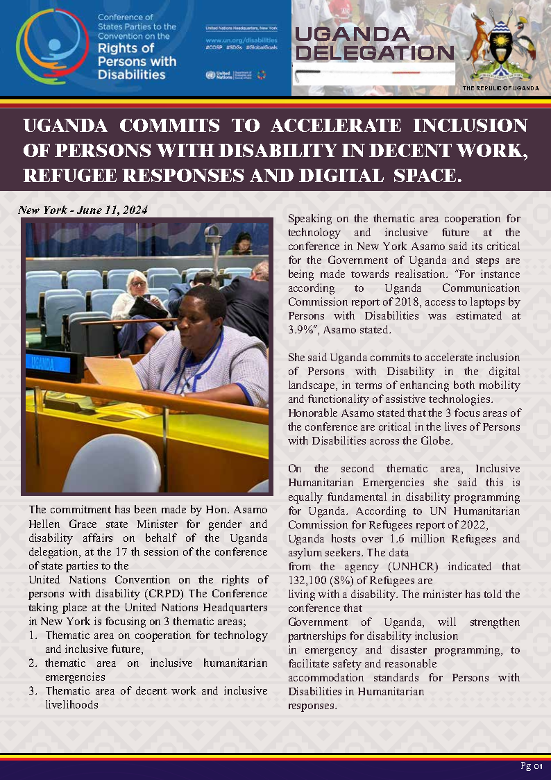 UGANDA COMMITS TO ACCELERATE INCLUSION OF PERSONS WITH DISABILITY